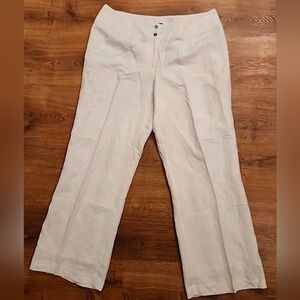 NWT EAST 5TH Wide Leg 18W Cream Linen Blend Lined Minimalist Career Pants